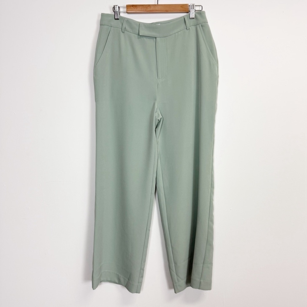 Steve Madden Pants Womens Medium Green High Rise Stretch Straight Leg Office